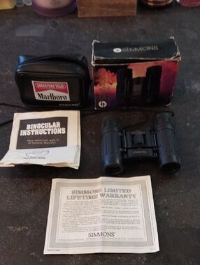 Rare -Vintage-Simmons(Model 1156) Compact Binoculars with Marlboro Case-Box